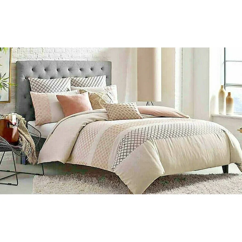 KAS Room Twin Duvet Cover Nola Blush Dorm Kids Room 100% Cotton 68 x 90